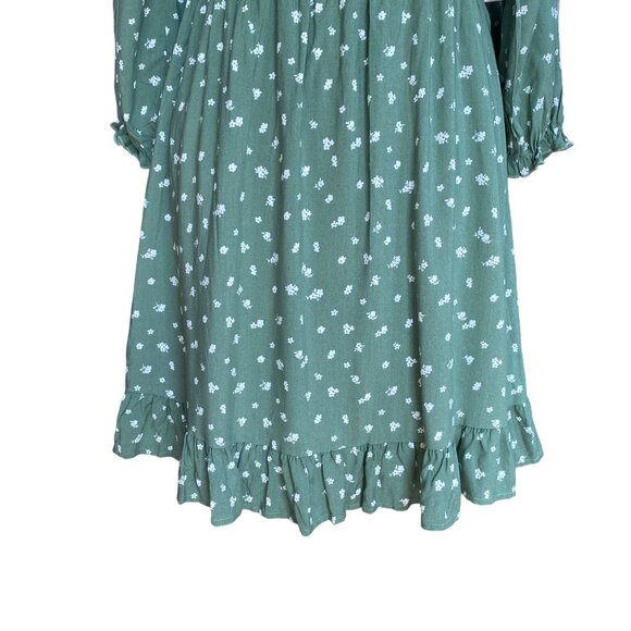 NWT Chenault Smocked Floral Dress Green Puff Sleeve Cottage Prairie Peasant-16 - Picture 5 of 16